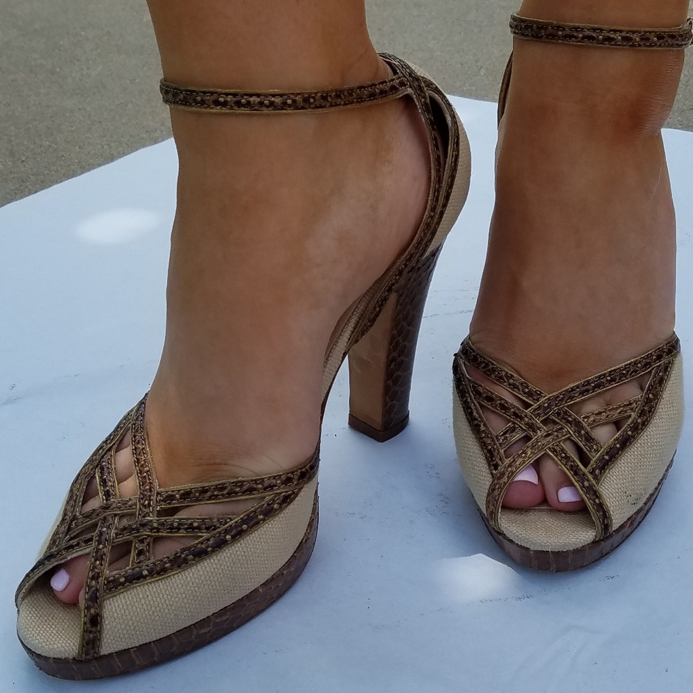 Cole Haan Collection Canvas & Leather Heels